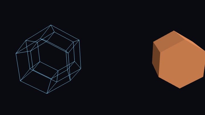 Projected duoprism wireframes with a solid cross-section