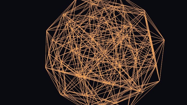 A dense orange GPU-projected 600-cell wireframe