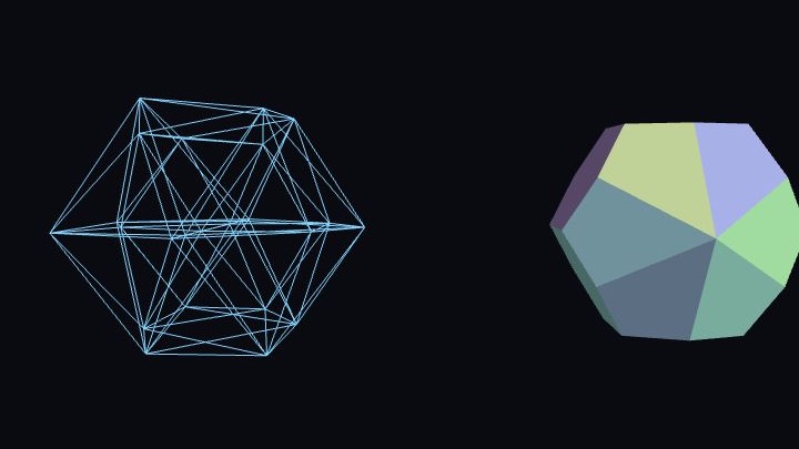 A Wythoff polychoron wireframe and its colored cross-section